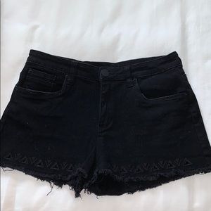 High waisted black jean shorts